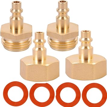 Air Compressor 1 4 Quick Connect Plug To Ght 3 4 Garden Hose Faucet Blow Out Adapter Fitting For Winterize Sprinkler Systems Camper Outdoor Plumbing Garden Hose 2pcs Male With 2pcs Female Pair