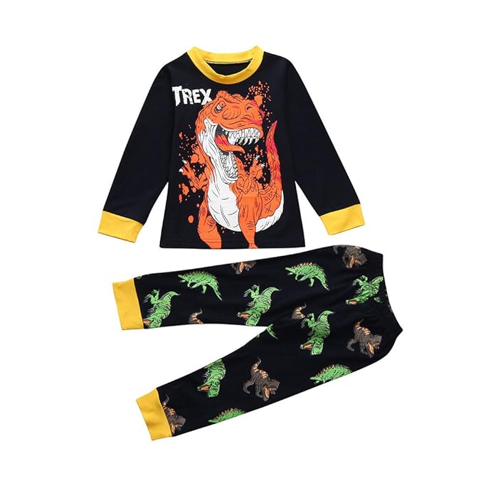 Fenverk 2 Stück Baby Boys'Oder Girls 'Graphic Langarm Hosen Kleidung Set Jungen Oder MäDchen Graphic Animal Dinosaurier Print