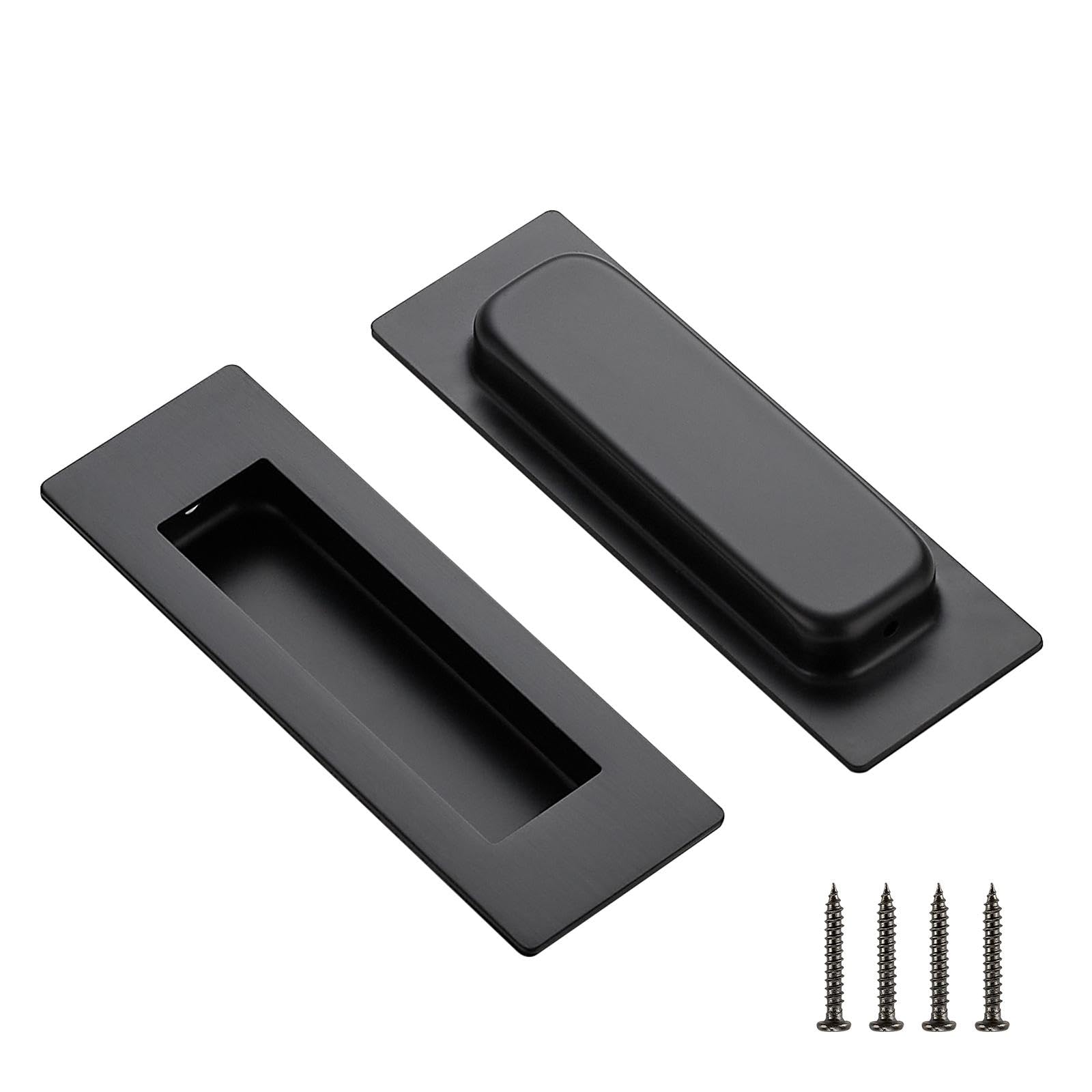Ravinte 2 Pack Black Cabinet Pulls - Recessed Finger Pulls Sliding Door Handles Furniture Handles Kitchen Hardware for Cabinets (120mm Length) — image 1