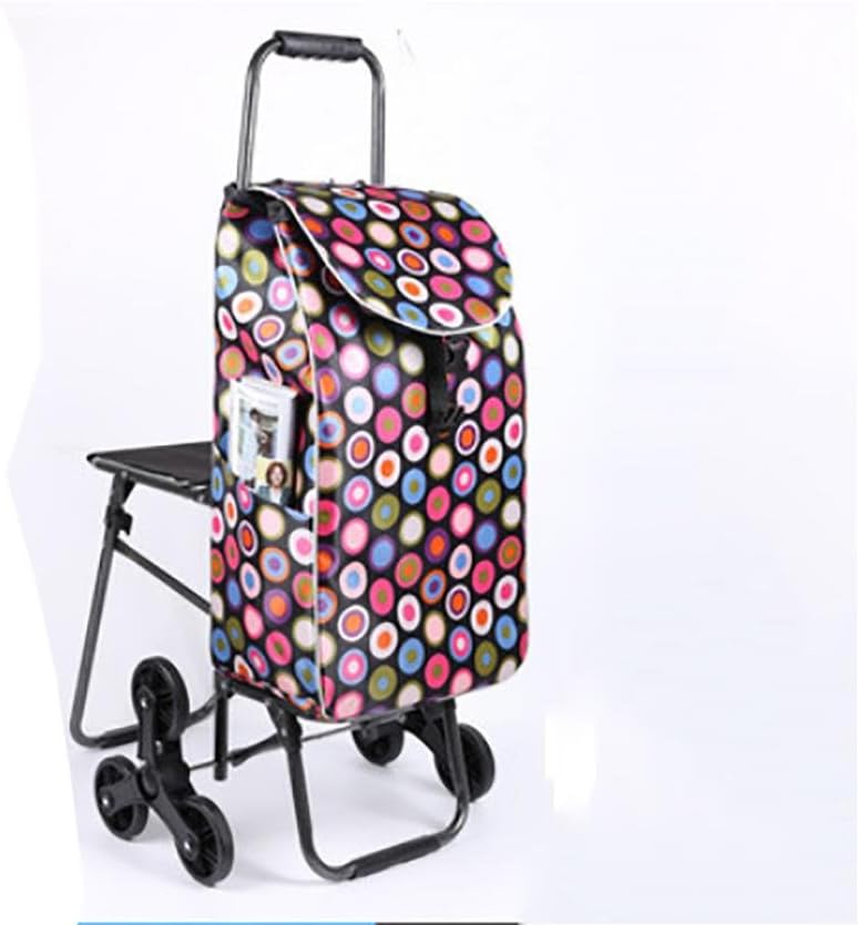 Finecci Trolley Dolly Shopping Cart Lightweight Trolley Folding 6 Wheel Large Capacity Shopper Folding Chair
