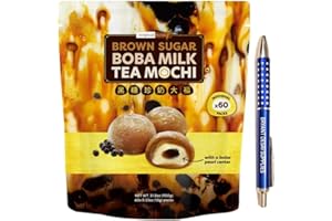 Tropical Fields Boba Milk Tea Mochi, Brown Sugar, 31.8 oz, 60 CT, Packaged with BRYANT DESAI SUPPLIES Pen