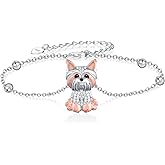 Feijiesi Yorkie Bracelet 925 Sterling Silver Dog Bracelet Yorkie Bracelets for Women Yorkie Gifts for Women
