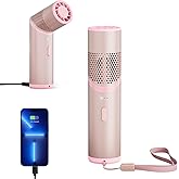 COMLIFE Portable Handheld Turbo Fan with Rotatable Head, 22H Run Time, 14000RPM High Speed Motor, 3 Speeds & Metal Tube Body, Mini Yet Powerful Pocket Rechargeable for Travel Outdoor Beach-Pink