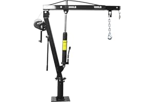 CHOOSILAY 2000Lbs Hydraulic Pickup Truck Crane with Hand Winch, 39.5” to 54” Working Boom Range, Portable Pickup Truck Trailer Bed Crane, Hydraulic PWC Dock Jib Engine Hoist Crane