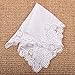 Milesky White Wedding Handkerchief Pure Cotton, Soft Ladies Hanky with Crochet Lace CH06