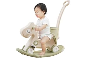 CHORBEYCH 4 in 1 Rocking Horse Balance Bike Ride Toy for Toddler 1-3 Baby Rocking Toy for Baby Rocking Horse for Toddlers with Push Handle (Green)