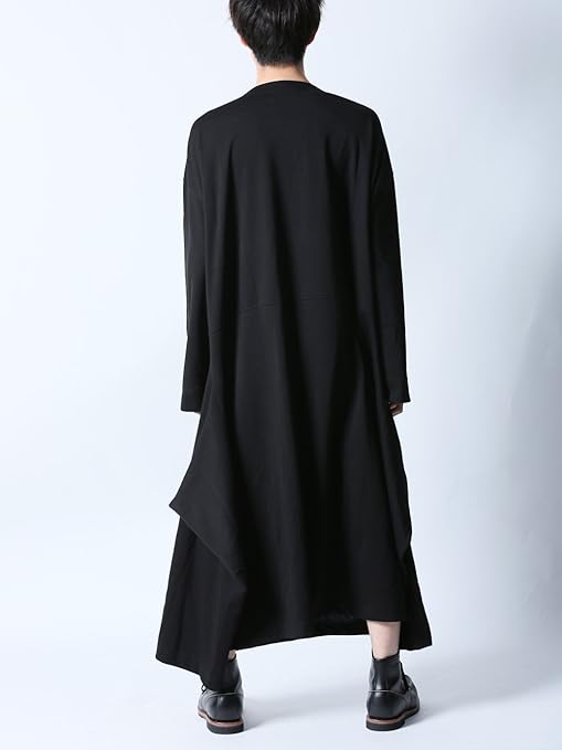 Amazon アズスーパーソニック カットソー ロング丈 モード系 アシメ ワンピース メンズ 黒 F Tシャツ カットソー 通販