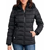 Nautica Womens Faux Fur Trim Hooded Midweight Puffer Jacket