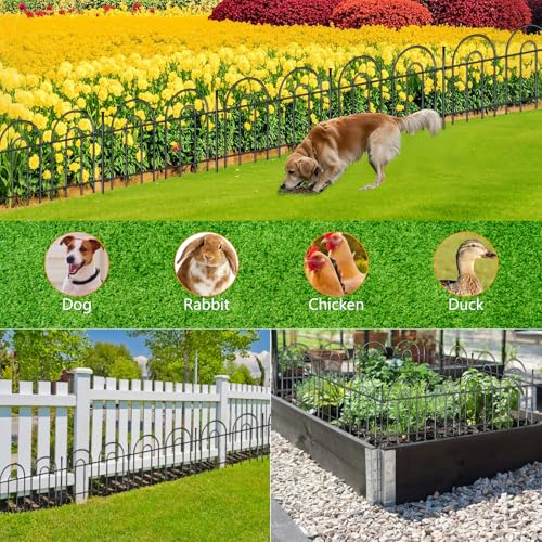 45ft X 13in Animal Barrier Fence, 32 Panels No Dig Fence for Dogs Rabbit, Anti Digging Defense Barrier Garden Edging Border, Rustproof Metal Arched Decorative Garden Fencing for Outdoor, Yard, Lawn
