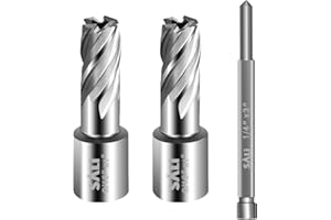SALI 2 pcs Annular Cutter Diameter 9/16 Inch with Weldon Shank 3/4" (with 2 Flats) Cutting Depth 1" Mag Drill Bit for Magnetic Drill Press HSS Fully Ground Drill with One 1/4"*3" Pilot Pin