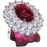 Viyuroyk 925 Sterling Silver shiny ruby full of diamonds Cubic Zirconia Rings Diamond Rings for Women Jewelry Findings Earring Backs Findings