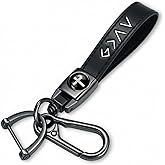 TLOEP Christian Leather Cross Keychain for Men & Women - God Is Greater Than the Highs and Lows Key Ring, Faith Gift