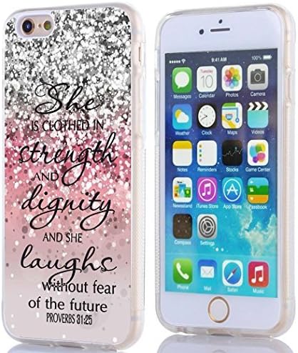 Case For Iphone 6S, Iphone 6 Case Bible Verses Christian Quotes 4.7 Inches Bible Verse Pink Sparkles Glitter Pattern