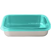 U Konserve Stainless Steel Rectangle Food Storage Bento Box Container, Leak Proof Silicone Lid Dishwasher Safe - Plastic Free, (25oz Island Teal)
