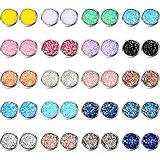 20 Pairs Druzy Stud Earrings Set Stainless Steel Round Earrings Pierced Earrings Jewelry for Women Girls (10 mm)