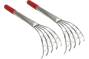 INOOMP 2pcs Stainless Steel Clam Rake 40cm Long Handle Seafood Harvesting Tool for Beach Clamming