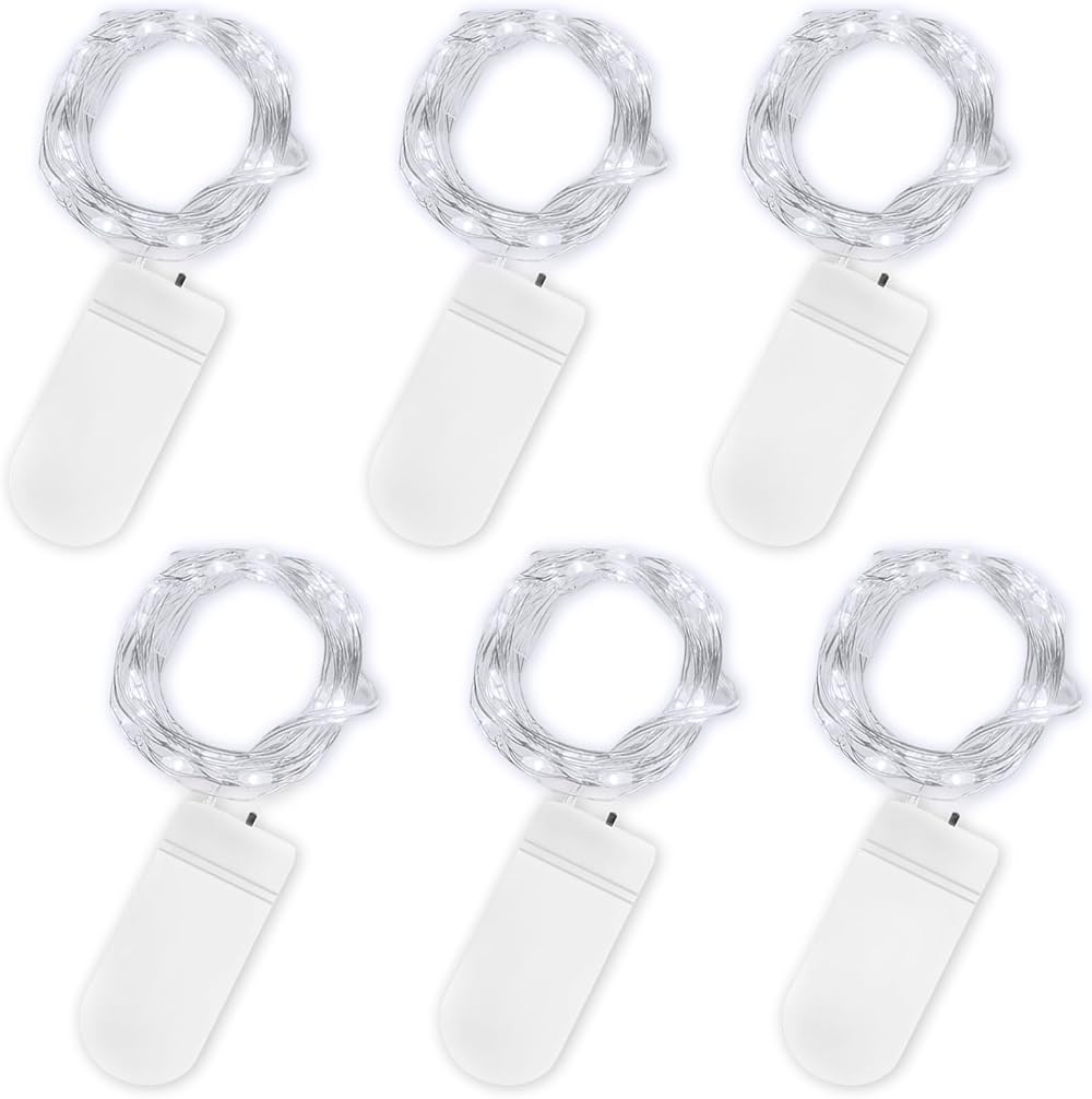 Jsdoin Fairy Lights 6 Pack 2m 20 LED Battery Operated Copper Wire Indoor Outdoor