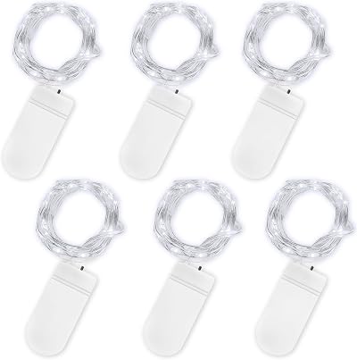 Jsdoin Fairy Lights 6 Pack 2m 20 LED Battery Operated Copper Wire Indoor Outdoor