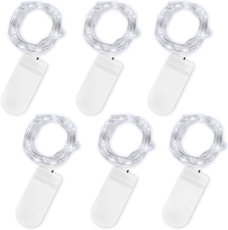 Jsdoin Fairy Lights 6 Pack 2m 20 LED Battery Operated Copper Wire Indoor Outdoor