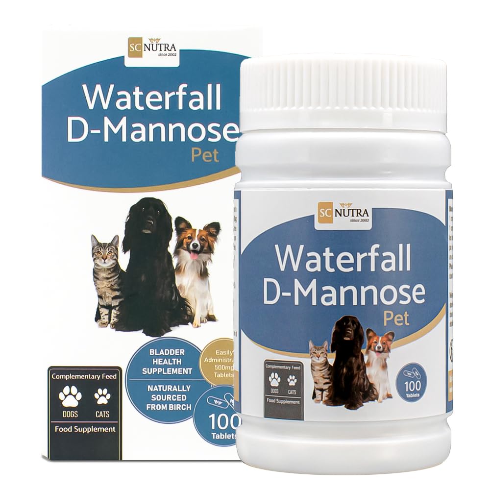 Waterfall D-Mannose Tablets for Dogs & Cats (100 x 500mg) – Urinary & Bladder Support for Pets – Supports UTIs, Cystitis & Urinary Frequency – 100% Pure Birch D-Mannose – SC Nutra