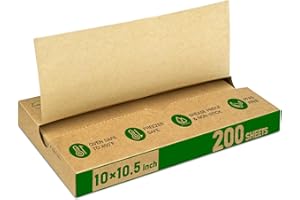 EcoDispose 200 Pcs 10x10.5 Inch Pre-Cut Deli Food Wrapping Paper Sheets, POP UP Unbleached Sandwich Wrap Paper, Heavy Duty Fo