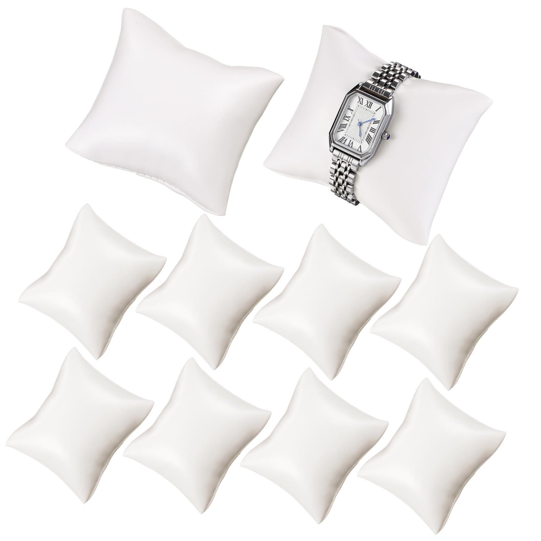 Hemobllo 10 Pcs Small Bracelet Watch Pillow - Jewelry Display Pillow PU Leather Bracelet Watch Replacement Cushion s for Jewelry Displays (White)