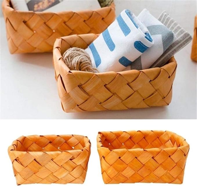 XLB Canasta de Frutas BreadHand Knit Rectangular Basket Wood Basket