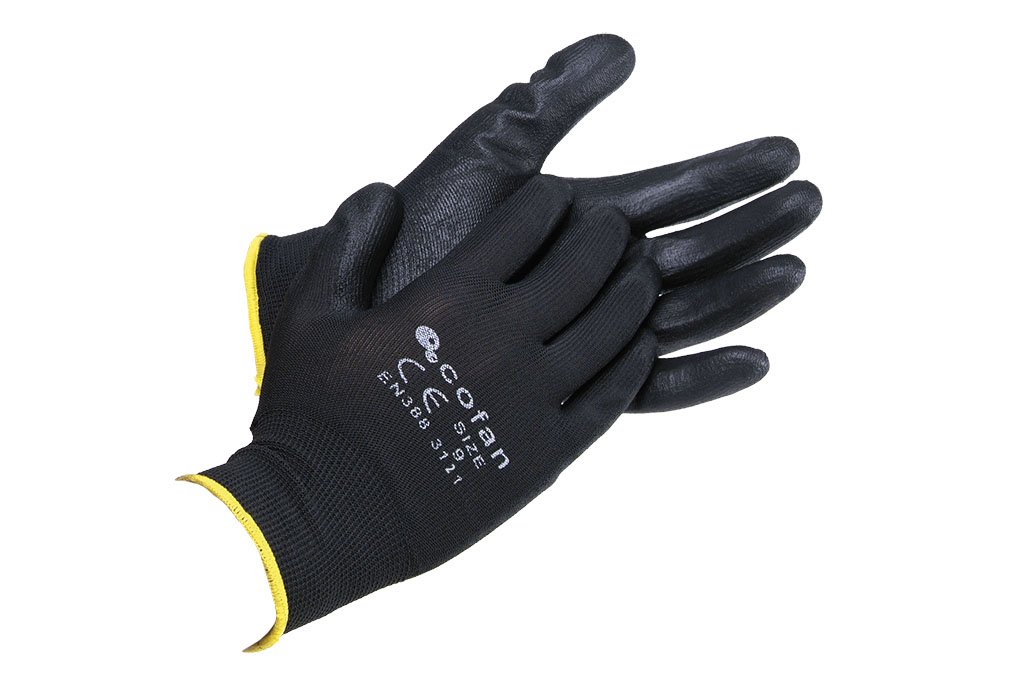 CoFan 11000125 – 8BL – Pack of 12 Gloves (Nylon, T-8) Black