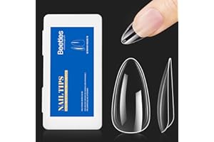 BEETLES GEL POLISH Beetles Gel Nail Tips Almond Medium Shape Nails, 500Pcs Pre Shaped Soft Nail Tips Clear Full Cover False Nails for Gel Nail Polish Soak Off Easy Nail Extensions Press on Nails