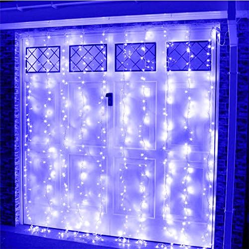 Oi Max 3M3M 300LEDs Waterproof Curtain Fairy String Lights,Window Light for Wedding Lights, Christmas Party,Home Wall,Garden Grass Decorations(Blue)