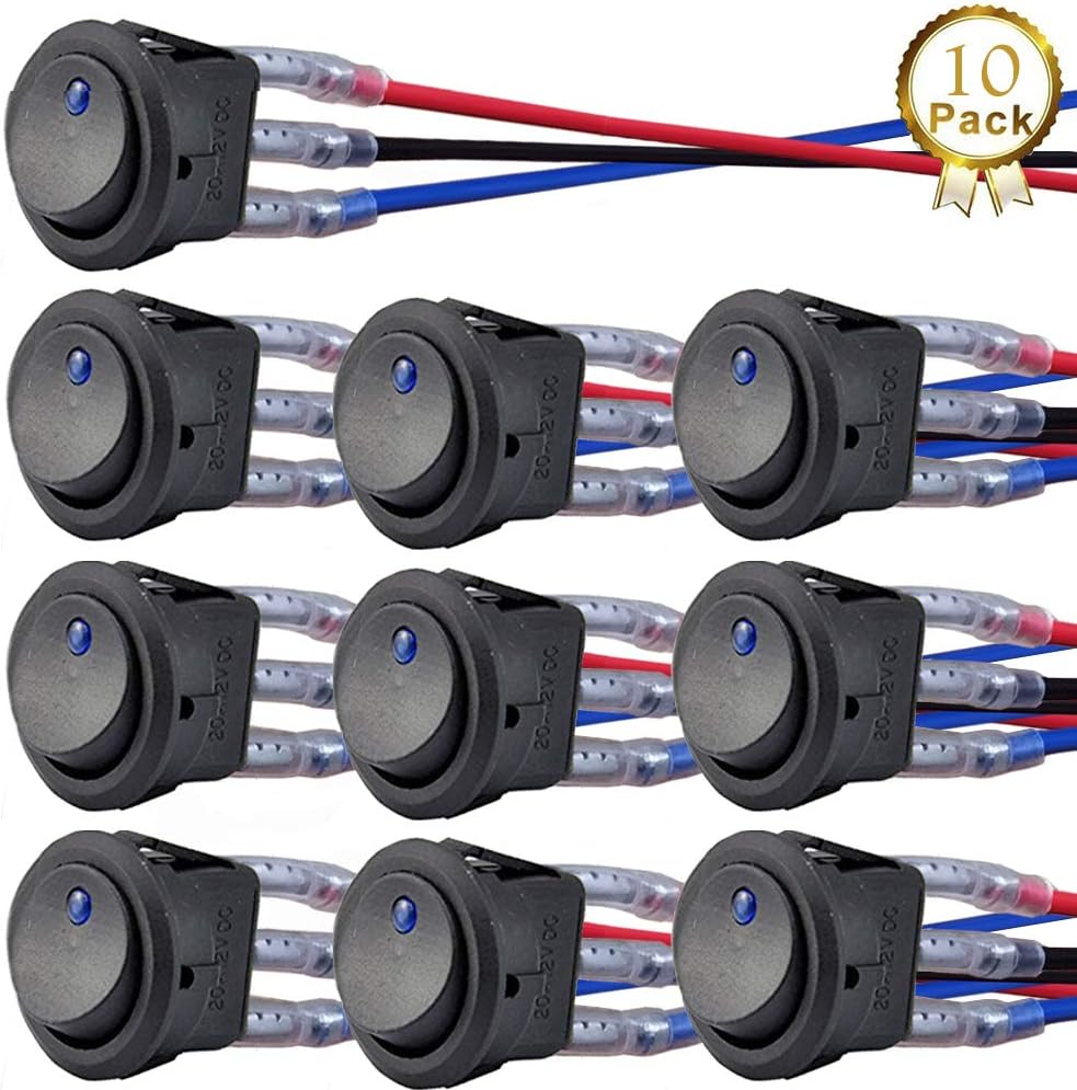 donjon Interruptor basculante,3Pin SPST ON/Off con alambres previamente Soldados, interruptores de Palanca a Prueba de Agua 12V 20A/24V 10A para automóviles,Barco