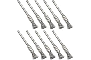 JNAB Stainless Steel Wire End Brush Pen Shape 1/8 Inch Shank Diameter (5mm end Brush) Pack of 10