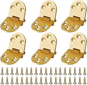 Brass Butler Tray Hinge, 6 Pack BESTZY 180 Degree Sewing Machine Table Flip Top Hinge, Round Edge Hinge for Butler Table/Folding Table/Furniture