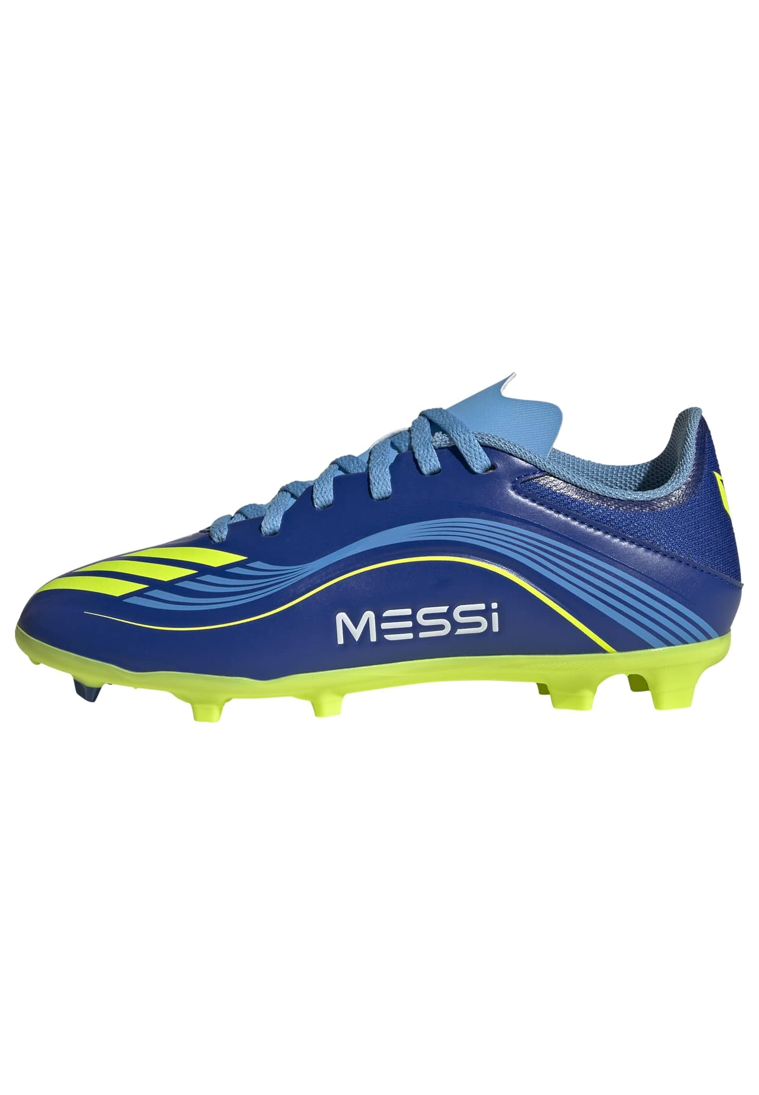 Adidas Unisex-Kids F50 Messi League Firm Ground/Multi Ground, Team Royal Blue/Solar Yellow/Semi Blue Burst, 13