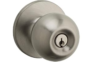 Weiser Regina Satin Nickel Front Door Knob with Lock and Key, Exterior/Interior Door Handles with Lock, Keyed Entry Door Knob