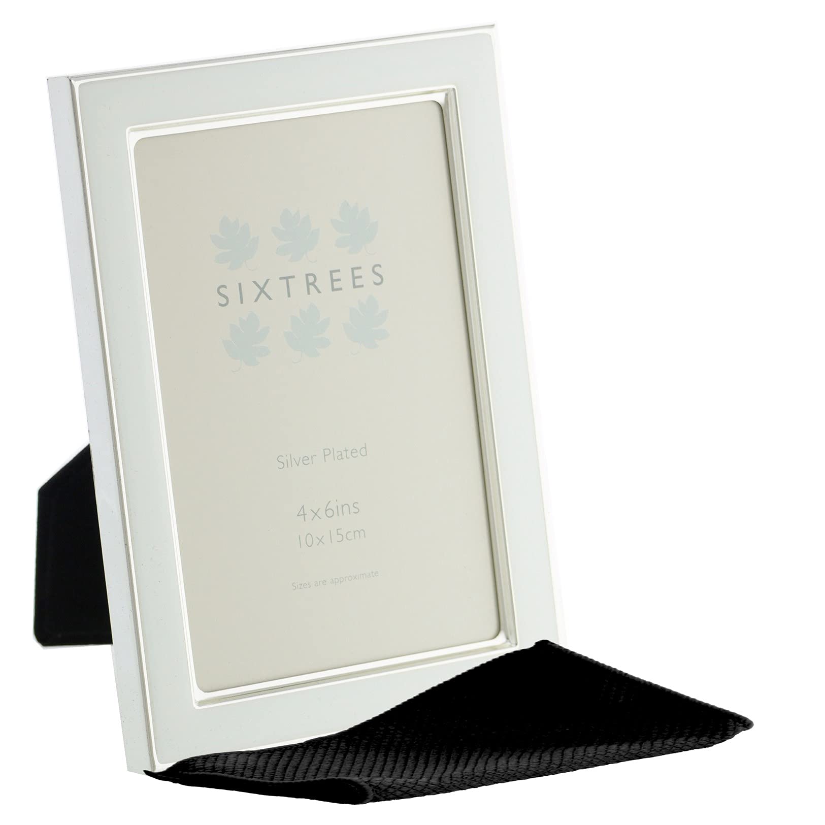Kew Sixtrees 2-684-46 Silver Plated and White Enamel 6x4 inch Photoframe complete with Microfibre Polishing Cloth (White, 6x4 inch)