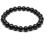 Pachamama Essentials 8 mm Authentic Shungite Bead Bracelet Stretchy from Karelia Region Russia, Against EMR, EMF Protection