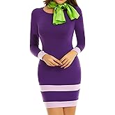 MSBASIC Halloween Costume Women Adult Purple Mini Dress Classic Cosplay Outfits With Scarf