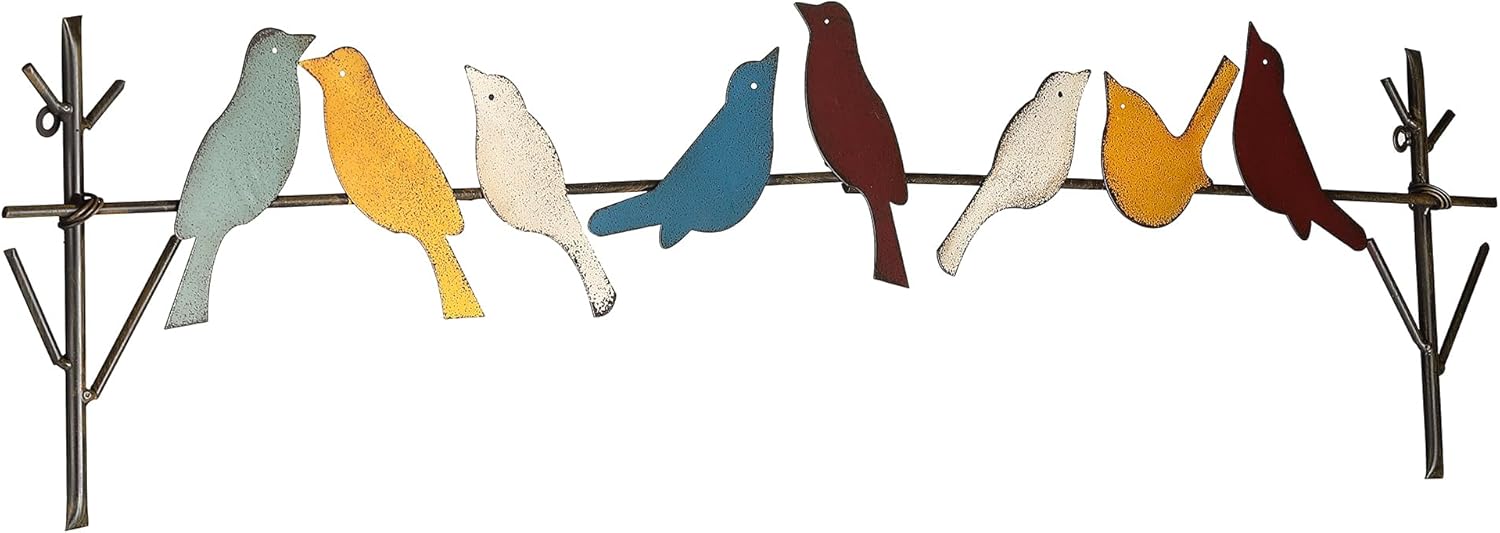 Plaques & Wall Art - Wenbery Metal Birds Wall Art – Metal Birds Wall Decor Art Birds On a Wire Metal Bird Wall Decor Outdoor Bird Decor (Large - 32.28