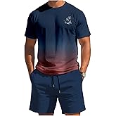 GORGLITTER Men's Short Sets 2 Piece Outfits Summer Cruise Vacation Beach Hawaiian Tropical Graphic Tees and Shorts Set