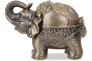 Gusnilo Elephant Outdoor Ashtray Metal Ashtray for Ashtray with Lid Ashtrays for Indoor Ashtray Decoration Ashtrays for Cigarettes Metal Gift for Men Women(Bronze)