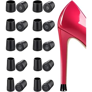 Accoglie Heel Caps for High Heels, 10 Pairs Round High Heel Replacement Protectors and Heel Covers, 5 Sizes Anti-Slip Noise-R