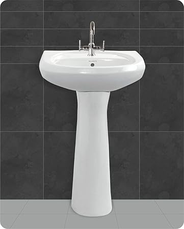 Belmonte Ceramic Wash Basin Cera With Pedestal Ivory 22 X 16