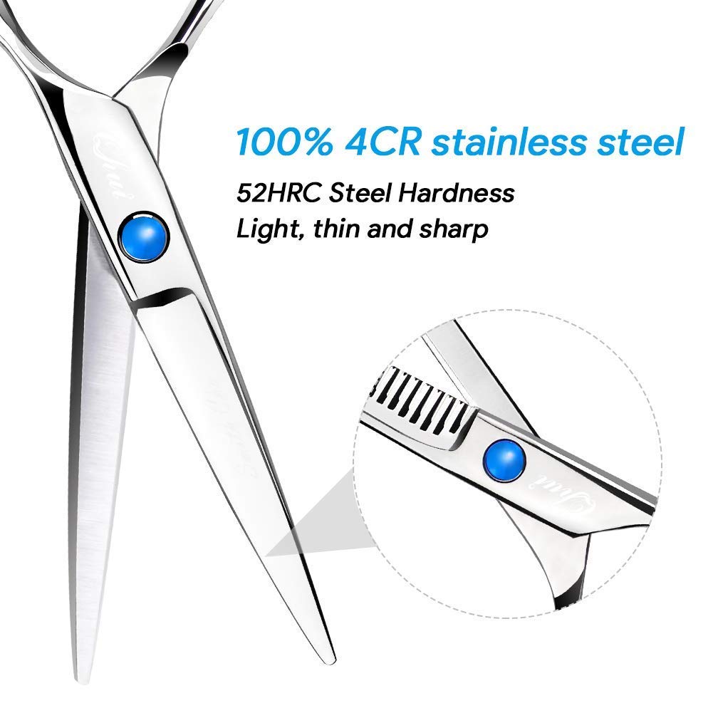 Hair Cutting Scissors Kit, Sharp Hair Scissors Made of Resist Corrosion and Rust Stainless Steel with Regular Hair Shear, Thinning Scissor, Comb, Black Leather Case for Home Use, Professional Barbers : Beauty