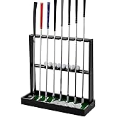 XCSOURCE Wooden Golf Putter Stand, Golf Club Holder Stand Floor Display Rack, Golf Club Rack for 8 Clubs and 12 Balls Storage