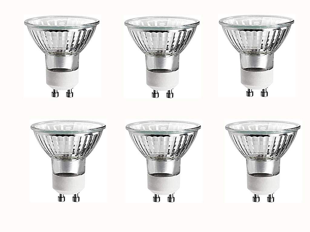 EBD Lighting MR16 Halogen Light Bulbs (6 Pack) 25W 120V 2500K Warm White DimmableFlood Light Bulbs GU10 Base MR16 Halogen Bulbs for Family, Stores, Landscape