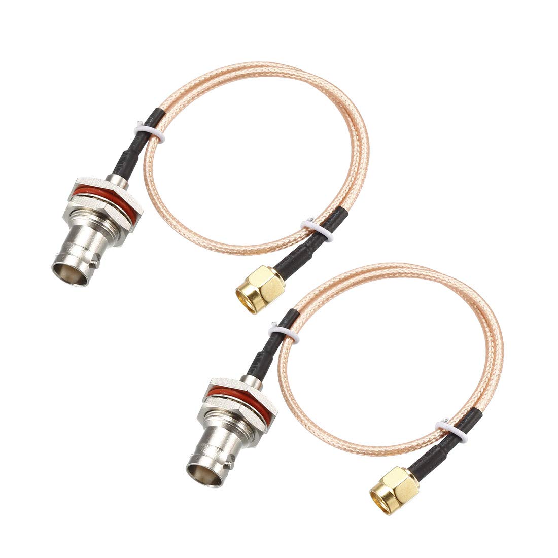 sourcing map SMA Male to BNC Female Bulkhead RF Coaxial Cable RG316 Coax Cable 12 Inches 2pcs for Ham Radio,Audio to Antennas,Wireless LAN Devices