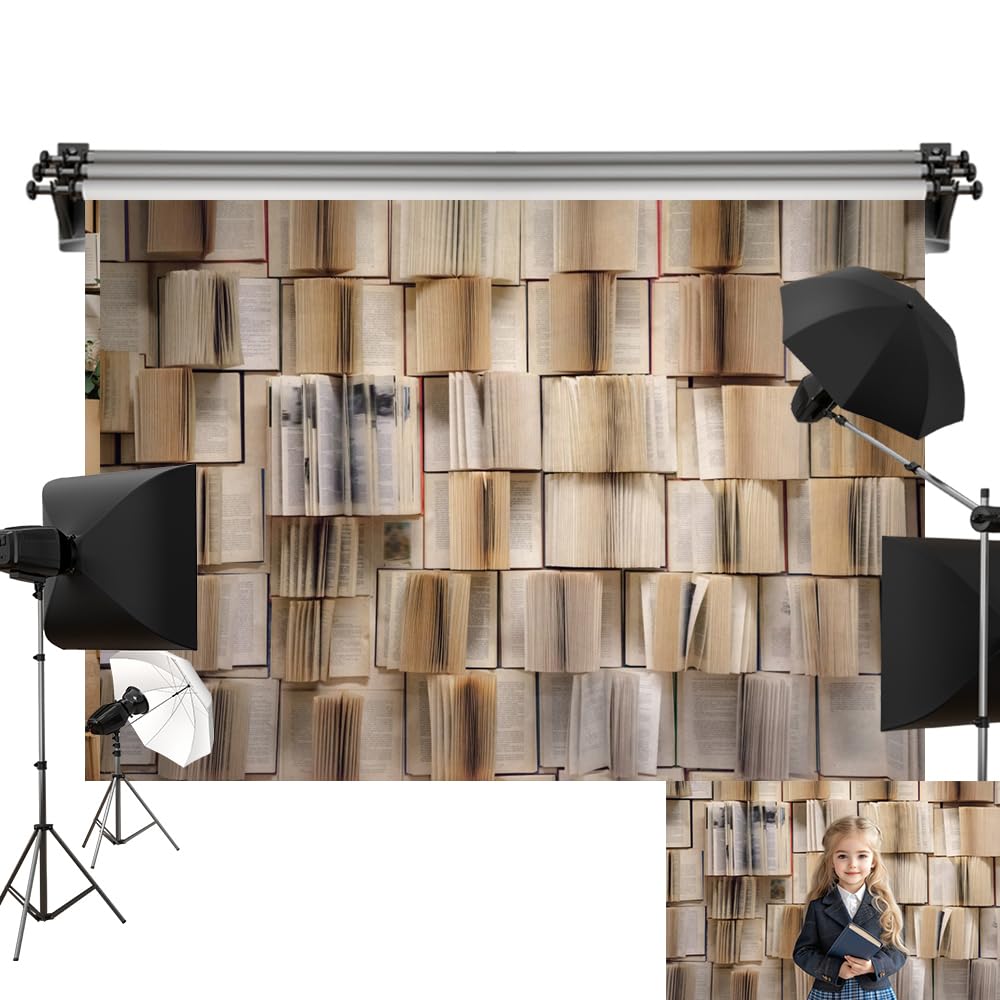 Back Drop Book Kate 7x5ft/2.2x1.5m Vintage Bookshelf Backdrop Book Reading Background ...