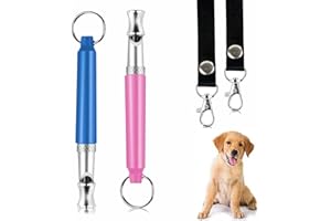 TELADESHX Dog Whistle with Lanyard Whistle to Stop Barking Neighbors Dog Provides The Perfect Bark Control and Effective Memory Training for All Dog Breeds (Pink+Blue, 2 Pcs)
