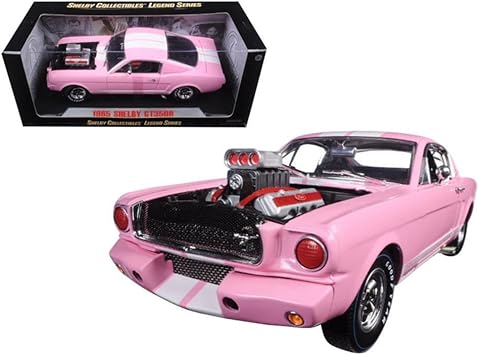 1965 Ford Shelby Mustang Gt 350r Pink With White Stripes With Racing Engine 1 18 Diecast Model Car By Shelby Collectibles Amazon De Spielzeug
